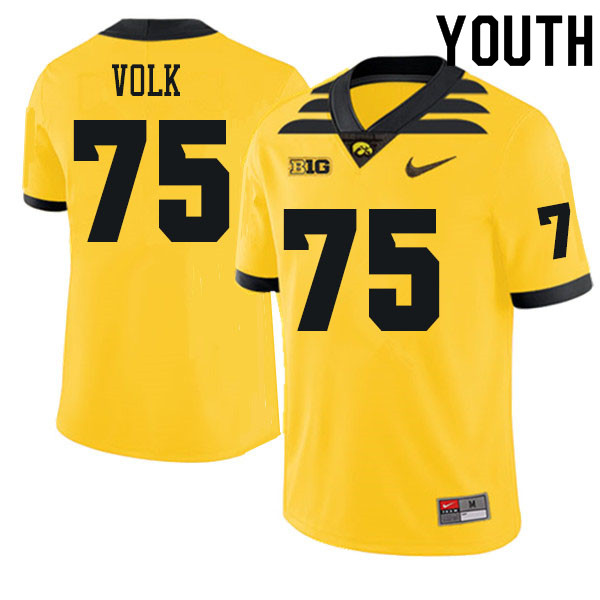 Youth #75 Josh Volk Iowa Hawkeyes College Football Jerseys Sale-Gold - Click Image to Close